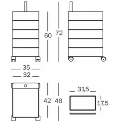 360° Container mit Rollen H 72cm