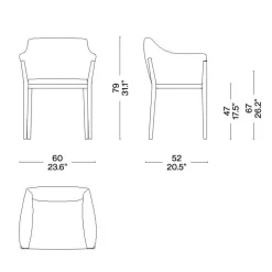 140 Cotone Slim Armlehnstuhl Leder