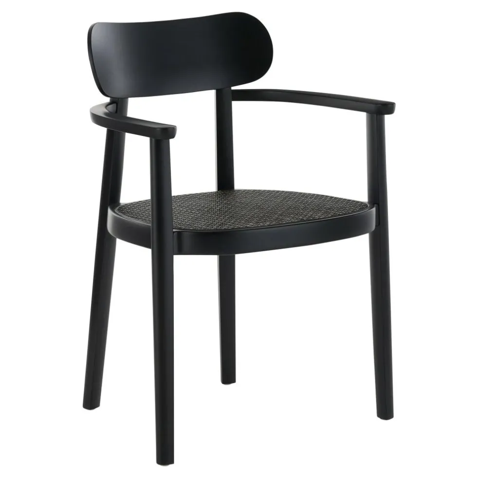 118 FV Armlehnstuhl mit Rohrgeflecht Dark Melange