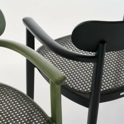 118 FV Armlehnstuhl mit Rohrgeflecht Dark Melange