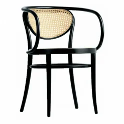 210 R Bugholz-Armlehnstuhl mit Rohrgeflecht