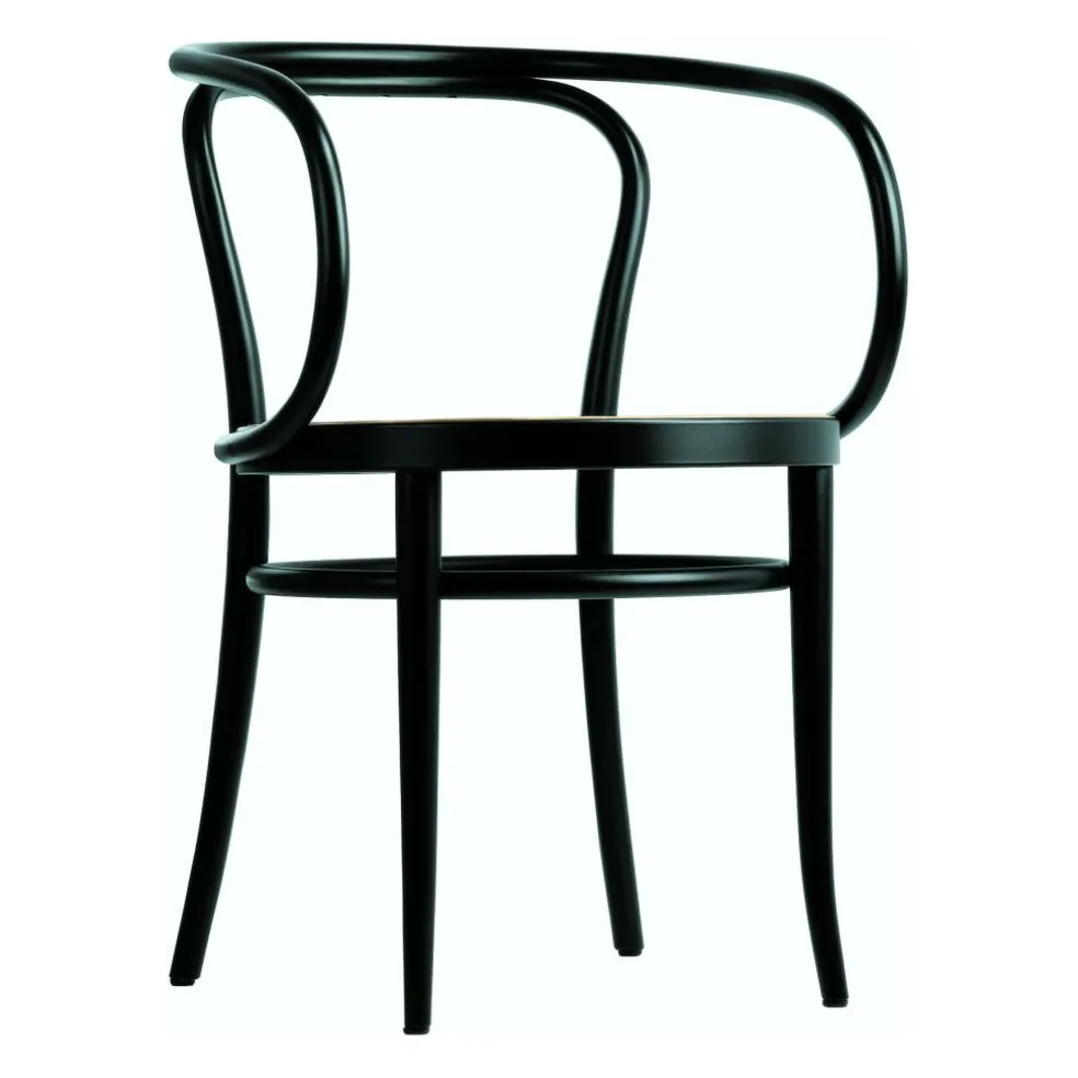 209 R Bugholz-Armlehnstuhl mit Rohrgeflecht