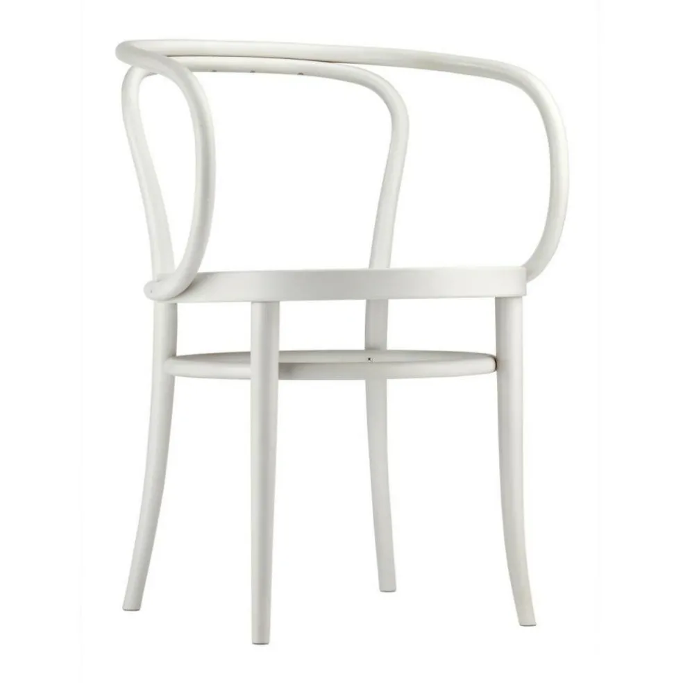 209 R Bugholz-Armlehnstuhl mit Rohrgeflecht