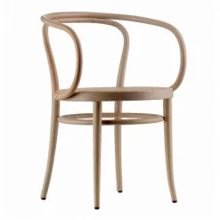 209 R Bugholz-Armlehnstuhl mit Rohrgeflecht