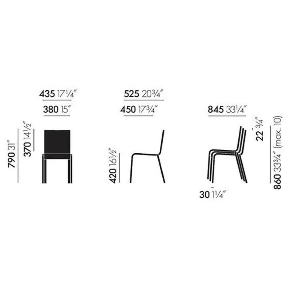 .03 Stuhl stapelbar Gestell silberfarben