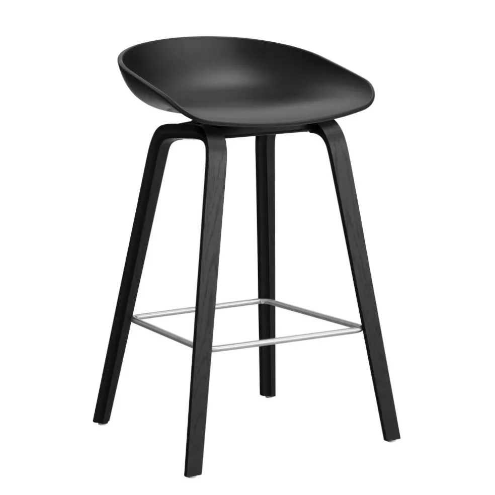 AAS 32 2.0 Barhocker niedrig Eiche schwarz lackiert