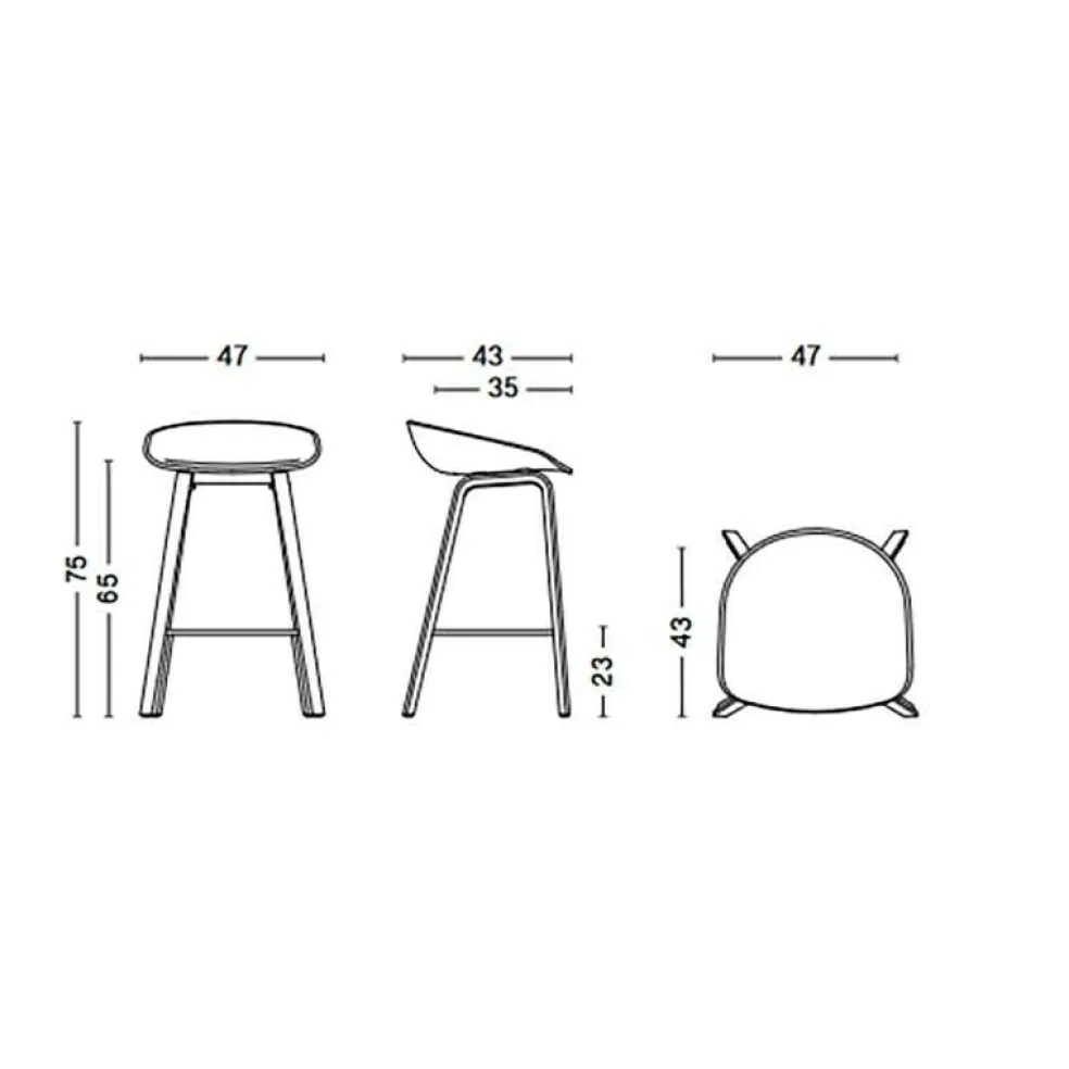 AAS 32 2.0 Barhocker niedrig Eiche lackiert