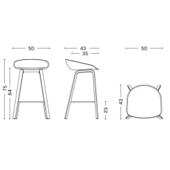 AAS 32 2.0 Barhocker niedrig Walnuss lackiert