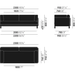 Anagram flexibles Modul-Sofa mit Anstecktisch 226,5x95cm