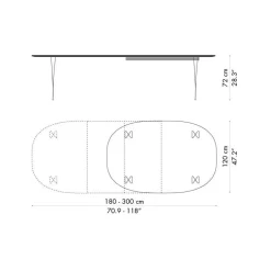 B619 Super-elliptischer Tisch Laminat ausziehbar