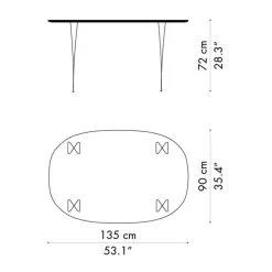 B611 Super-elliptischer Tisch 135x90x72cm