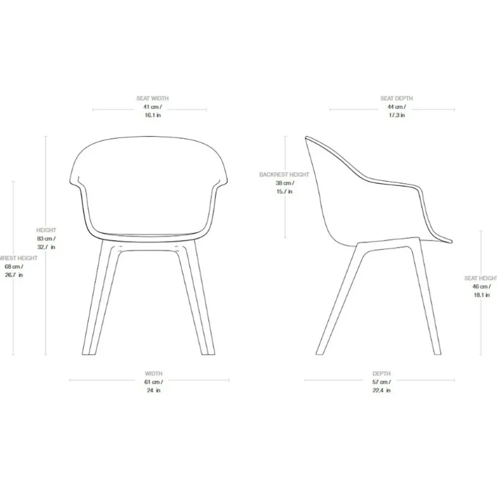 Bat Schalenstuhl Vollpolsterung Gestell Kunststoff