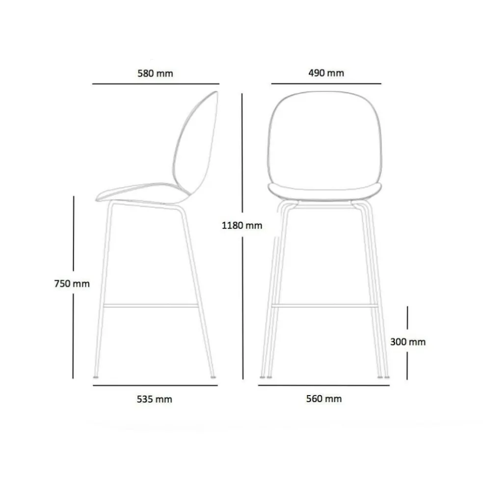 Beetle Bar Chair Barhocker Schwarz 118cm