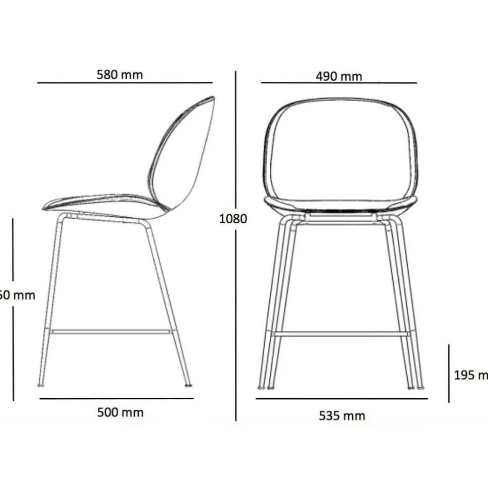 Beetle Counter Chair Barhocker 65cm Gestell Schwarz