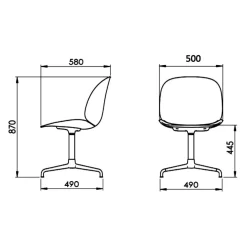 Beetle Meeting Stuhl Gestell 4-Stern drehbar