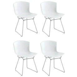 Bertoia Plastic Stuhl Gestell verchromt 4er Set