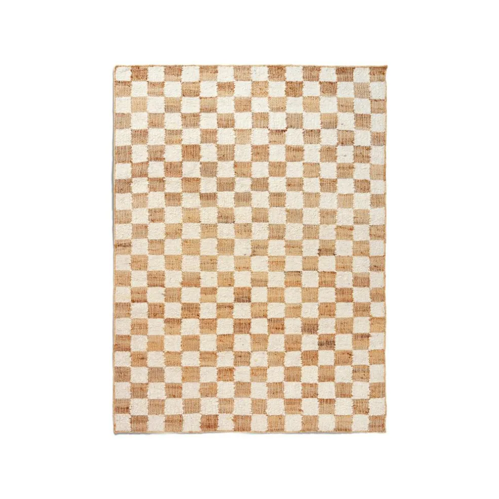 Check Woll-Jute Teppich 140x200cm