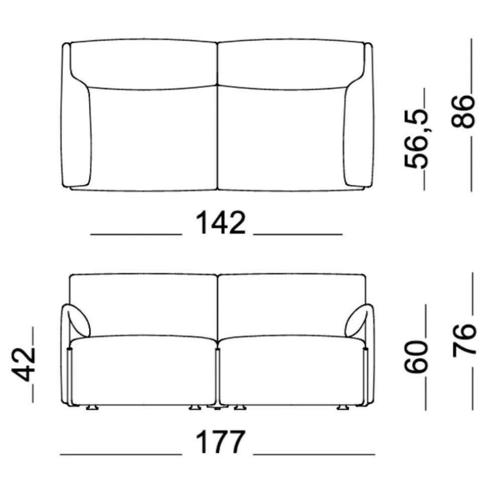 Costume Sofa 2-Sitzer 177x86x76cm