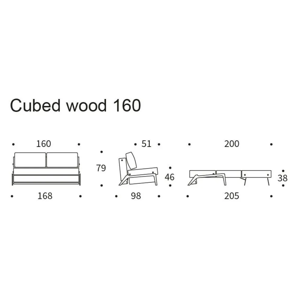 Cubed 160 Schlafsofa Eiche 168x98cm