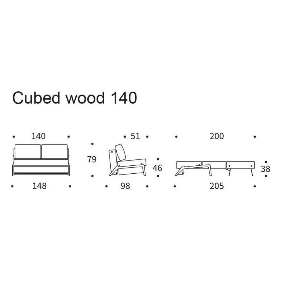 Cubed 140 Schlafsofa Eiche 148x98cm
