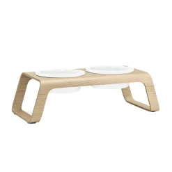 Desco Hundenapfständer Holz mit Porzellannäpfen M