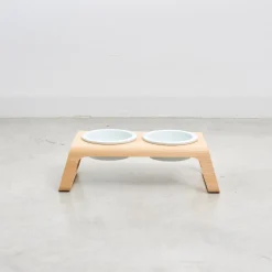 Desco Hundenapfständer Holz mit Porzellannäpfen M