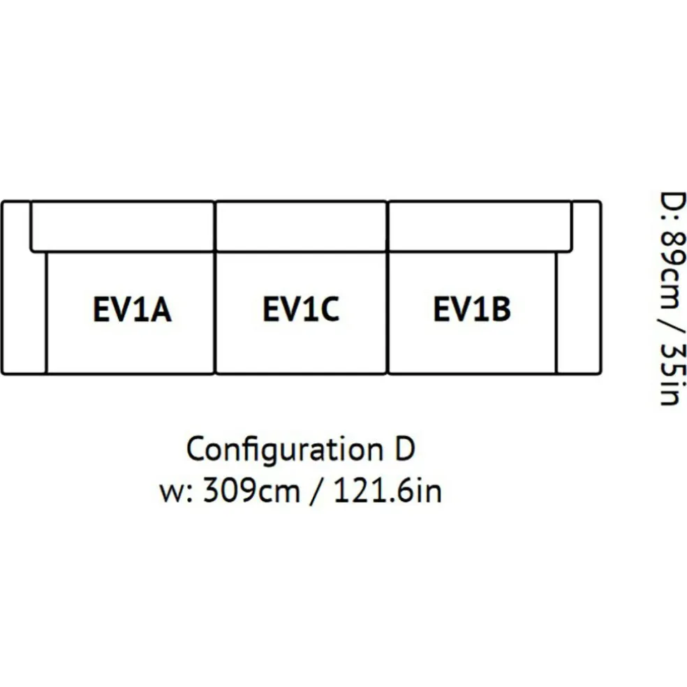 Develius 3-Sitzer Sofa 309x70x89cm