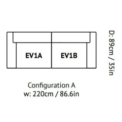 Develius 2-Sitzer Sofa 220x70x89cm