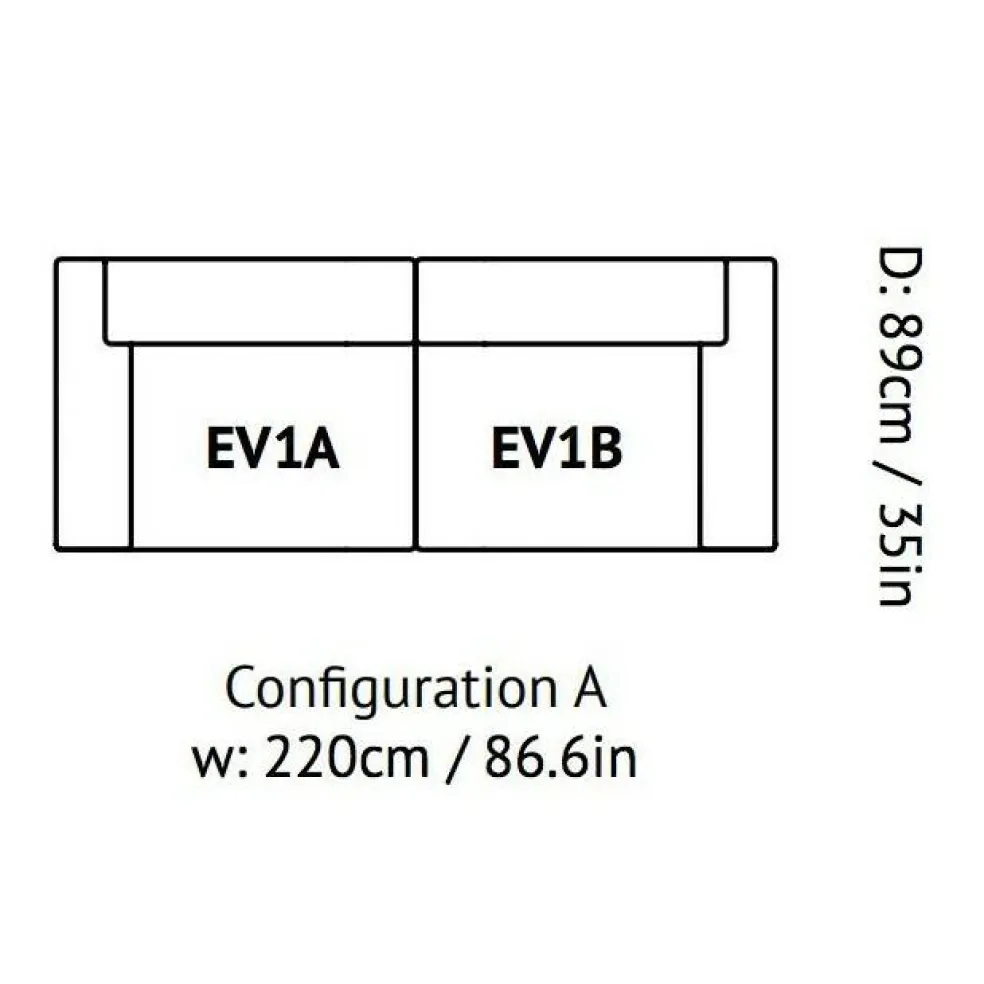 Develius 2-Sitzer Sofa 220x70x89cm