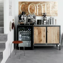 DOT™ Hocker Leder Gestell Stahl verchromt