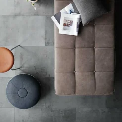 DOT™ Hocker Leder Gestell Stahl verchromt