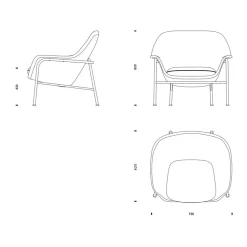 Drape Lounge Chair niedrig Gestell schwarz