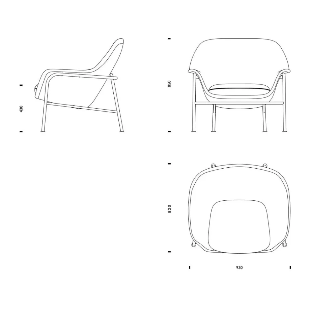 Drape Lounge Chair niedrig Gestell schwarz