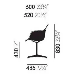 Eames Plastic Armchair DAL Gestell poliert