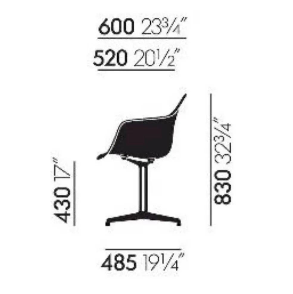 Eames Plastic Armchair DAL Gestell poliert