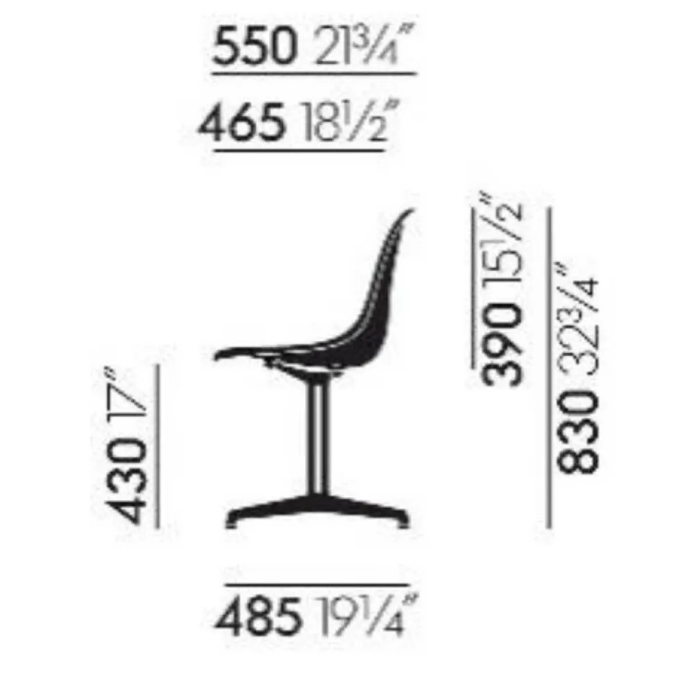 Eames Plastic Side Chair DSL RE Gestell poliert