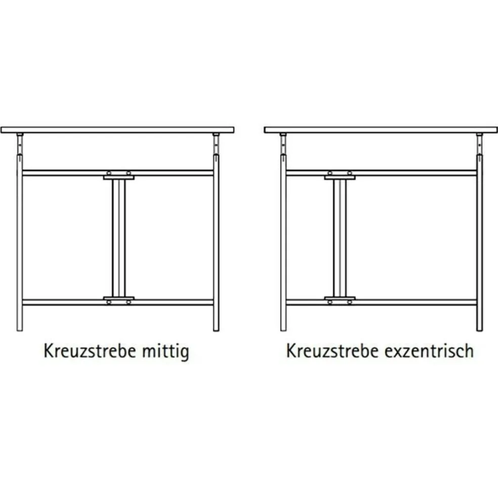 Eiermann 2 Tisch 160x90x66cm Gestell exzentrisch 100x78cm