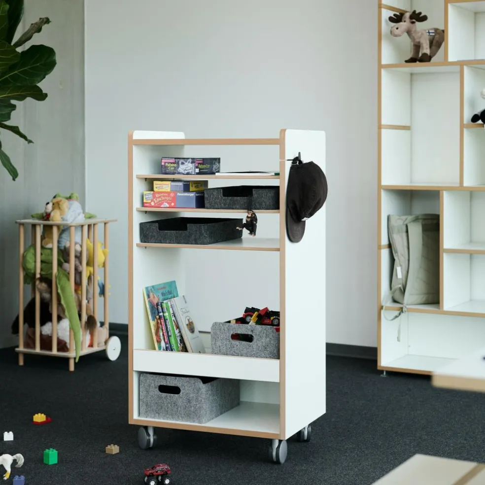 Fahrbar Rollwagen mit Fächern dreifach