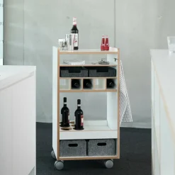 Fahrbar Rollwagen mit Flascheneinsatz liegend