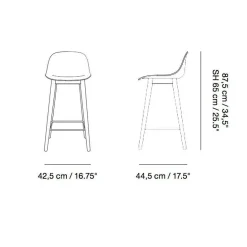 Fiber Barhocker mit Rückenlehne Holzgestell Leder