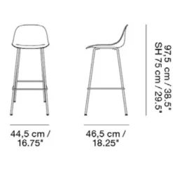 Fiber Barhocker mit Rückenlehne 75cm