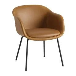 Fiber Conference Armlehnstuhl Leder mit Rohrgestell