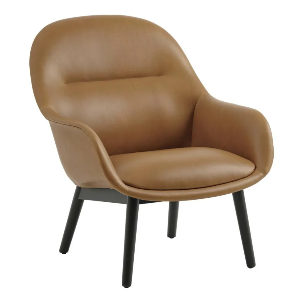 Fiber Lounge Armchair Holzgestell gepolstert Leder