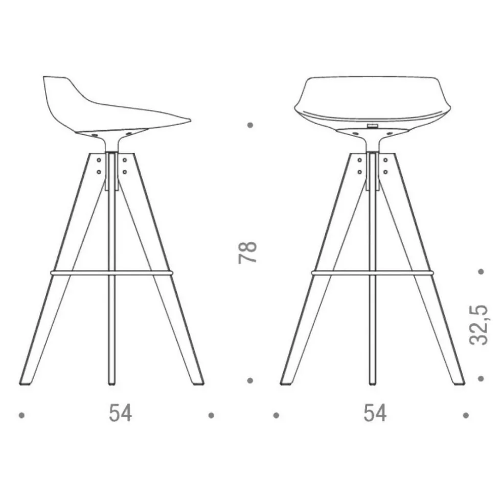 Flow Barhocker Gestell Eiche 78cm
