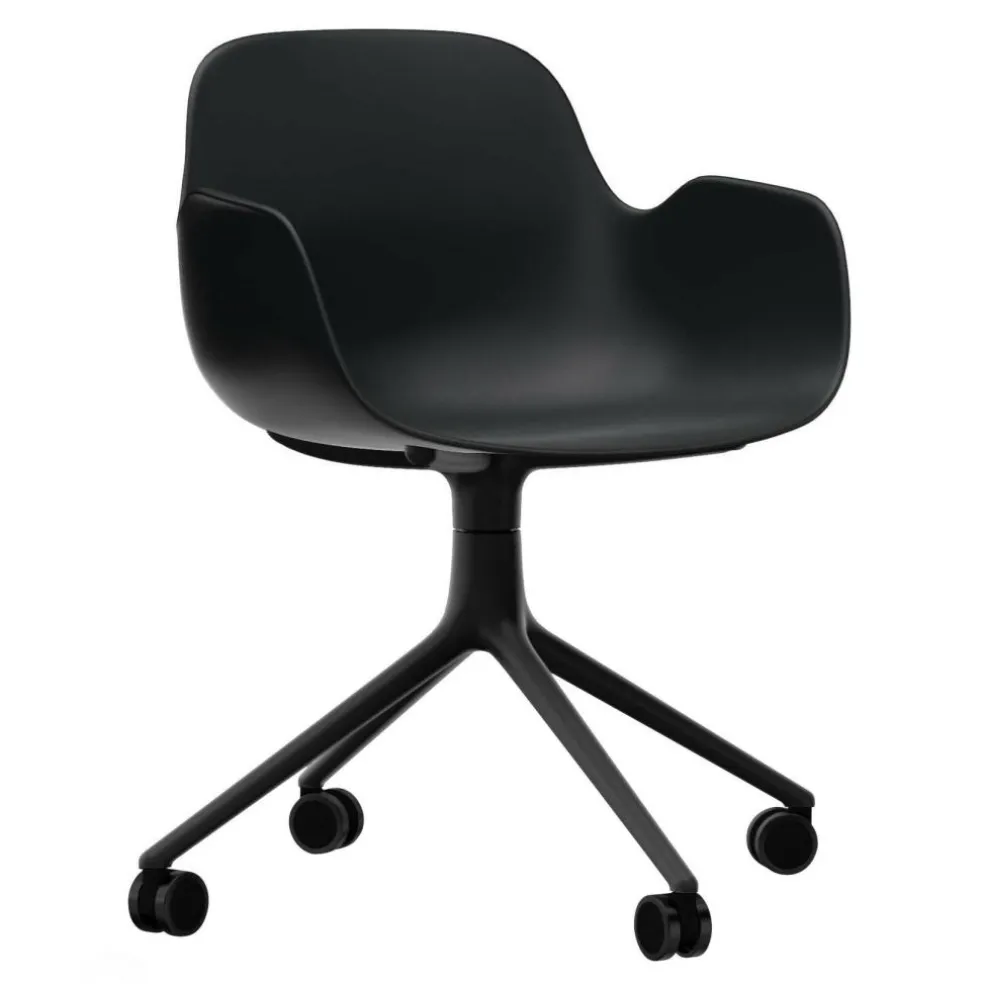Form Armlehndrehstuhl mit Rollen 4W Gestell Schwarz