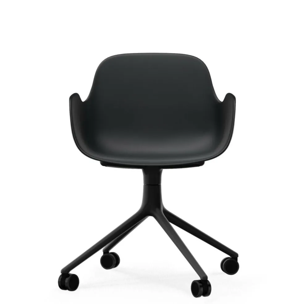 Form Armlehndrehstuhl mit Rollen 4W Gestell Schwarz