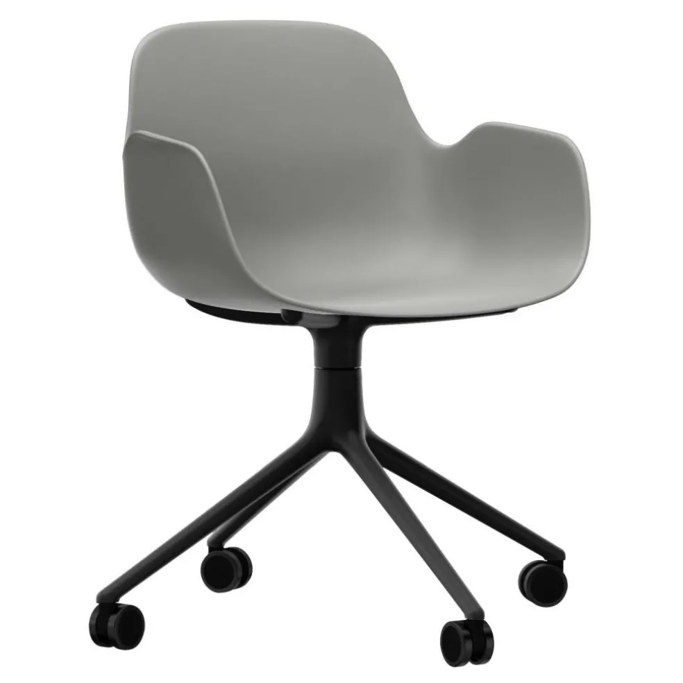 Form Armlehndrehstuhl mit Rollen 4W Gestell Schwarz