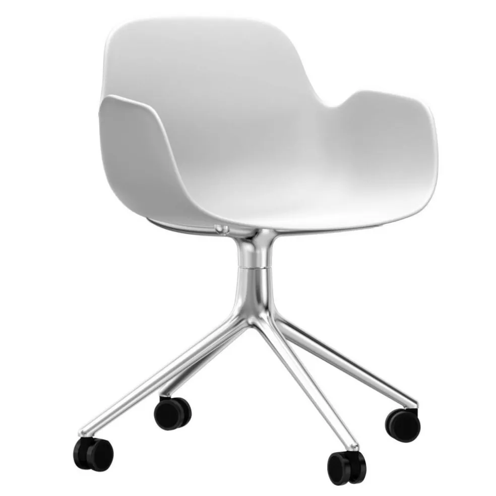 Form Armlehndrehstuhl mit Rollen 4W Gestell Aluminium