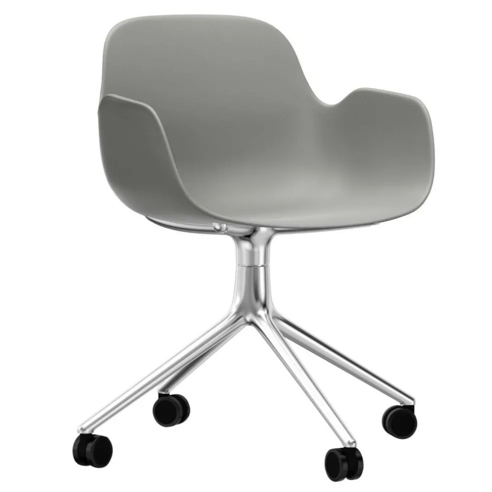 Form Armlehndrehstuhl mit Rollen 4W Gestell Aluminium