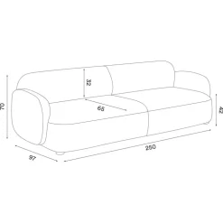 Gem 3-Sitzer Sofa 250x97cm